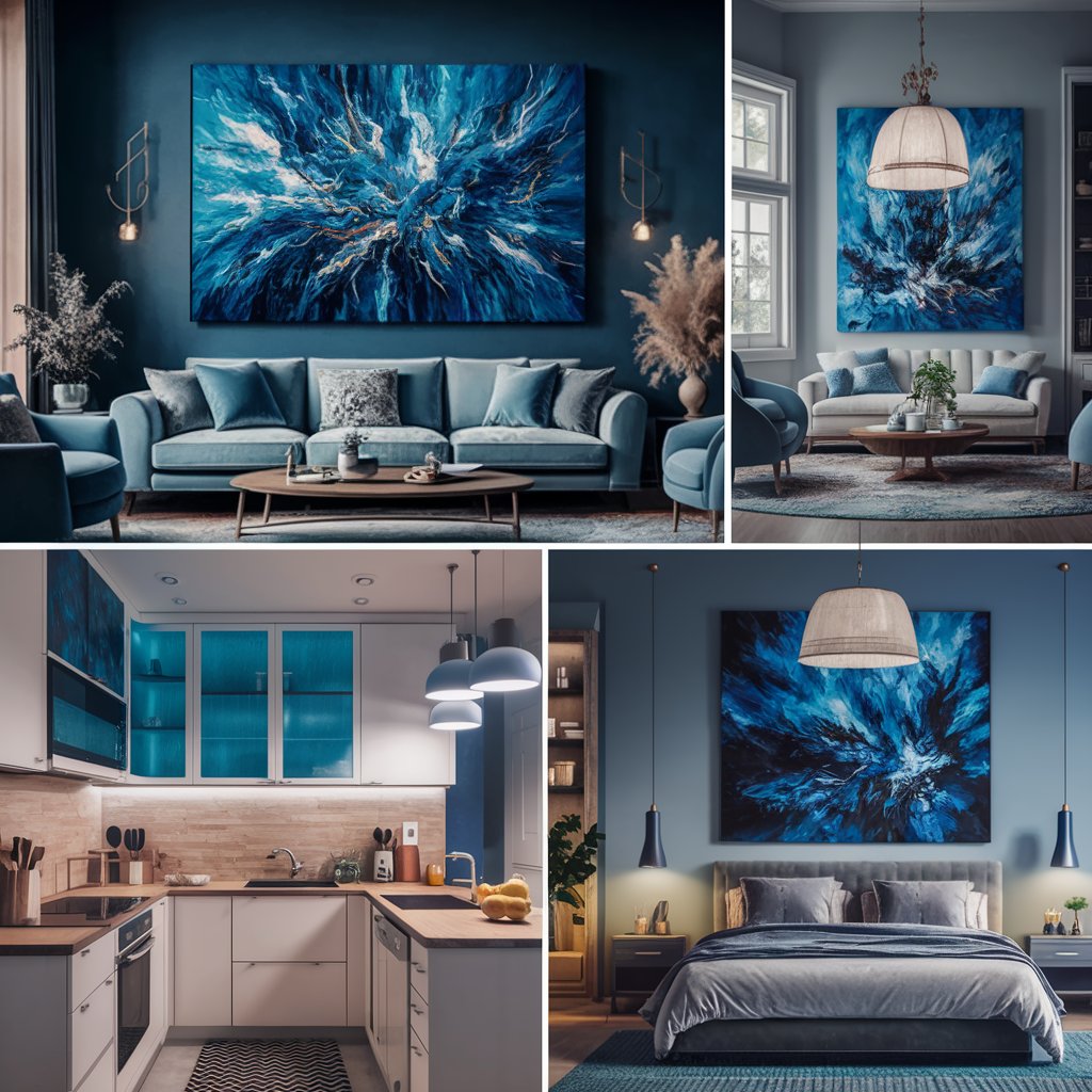 blue abstract wall art